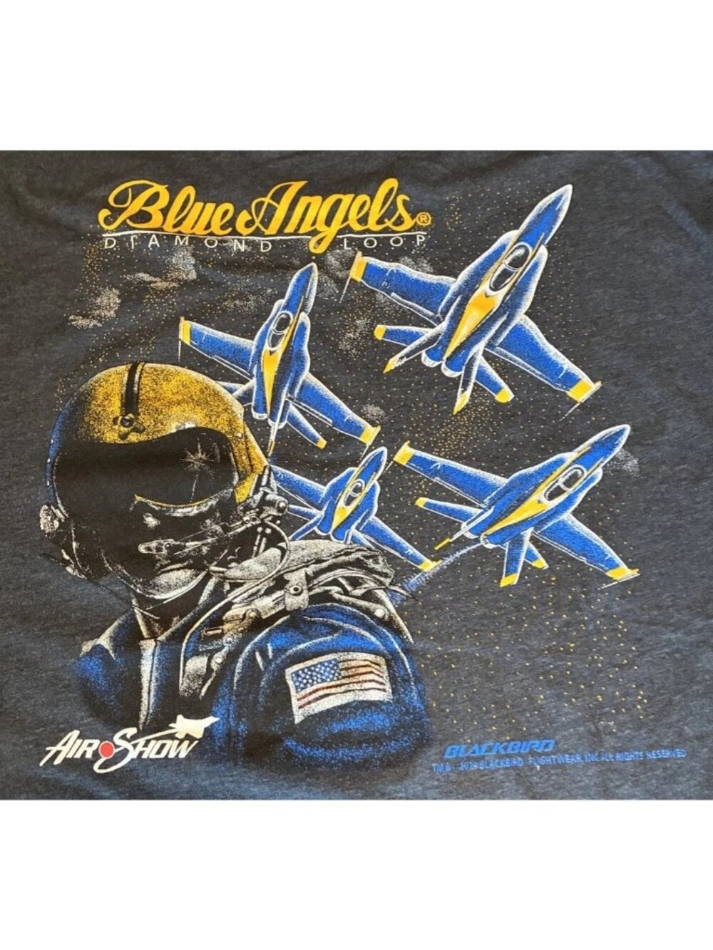 Blue Angels Air Show Graphic Tee Blackbird Flight Wear Retro Black Shirt Men L